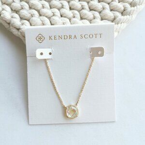 Authentic Kendra Scott Davie Gold Dichroic Glass Pendant Necklace